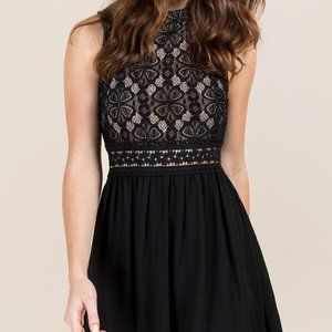Francesca's Black & Gold Lace Dress